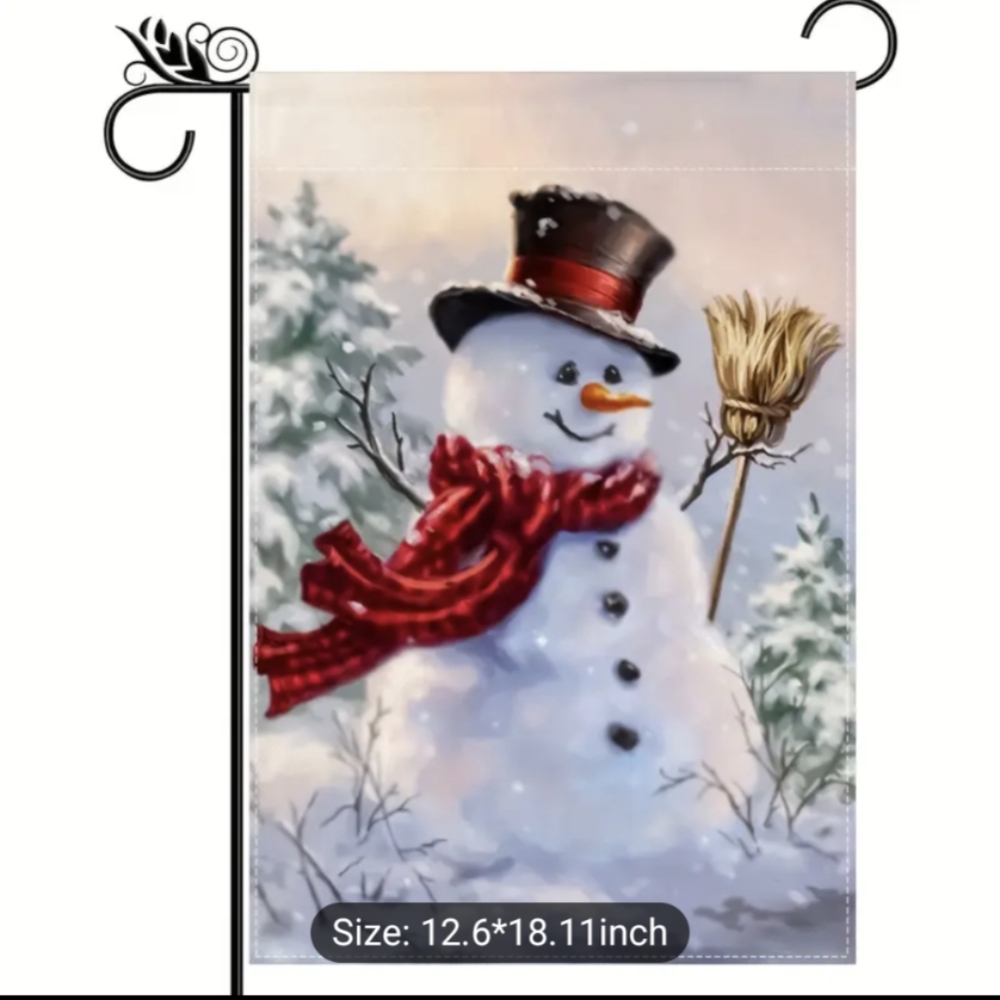 🆕☃️"SNOWMAN" Home Garden Flag Banner Double Sided Outside Yard Decor 12"X 18" - Picture 2 of 10